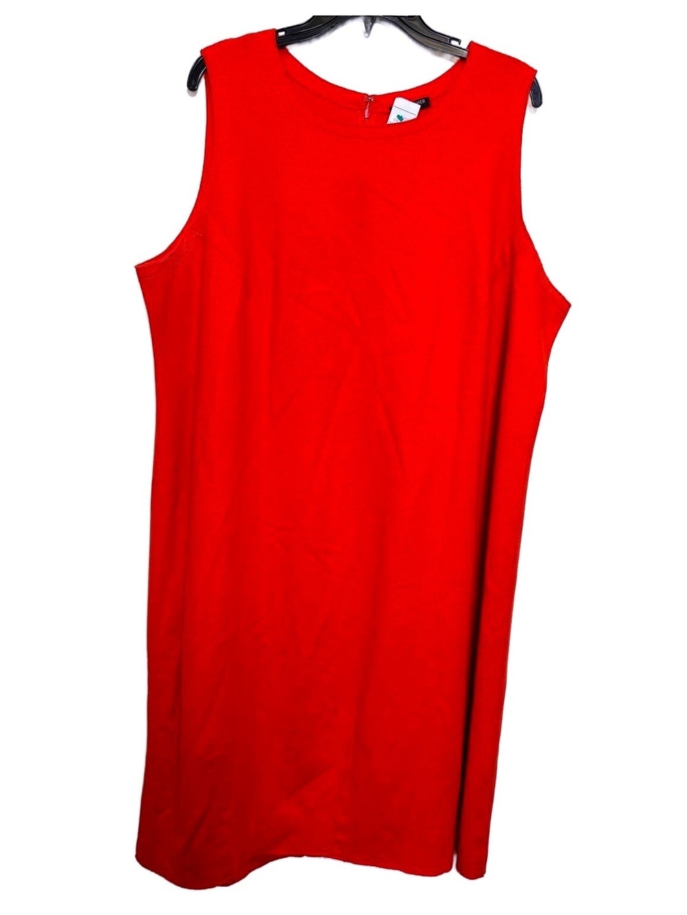 Eileen Fisher Woman Boiled Wool Jersey Shift Dress Red Poppy 2X Sleeveless - Picture 2 of 5